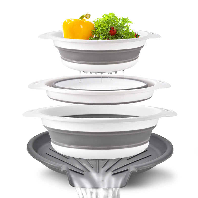 3-Piece Collapsible Colander Set with Self-Draining Base
